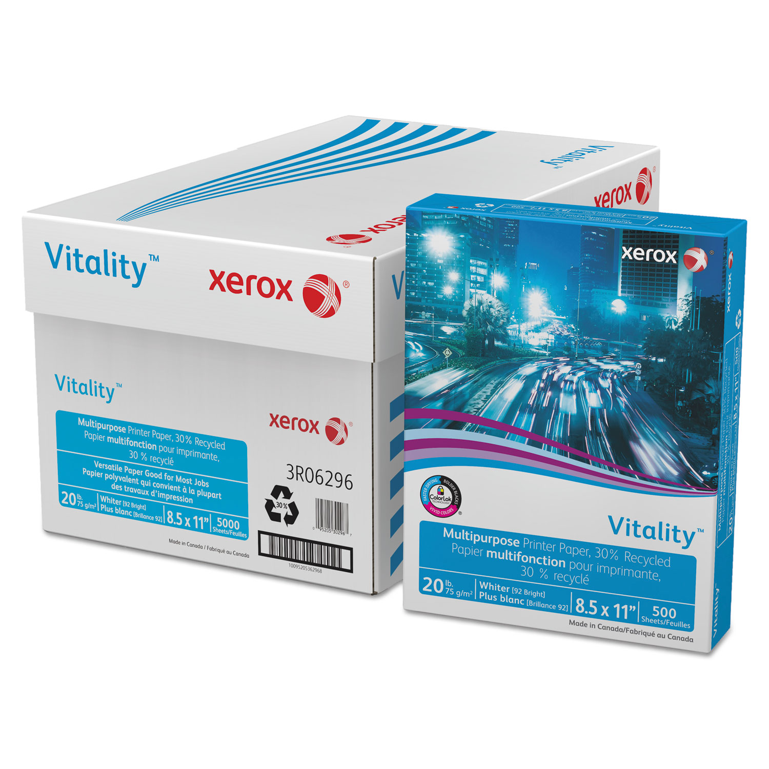 Xerox® Vitality 30% Recycled Multipurpose Printer Paper, 8 1/2 x 11, White, 500