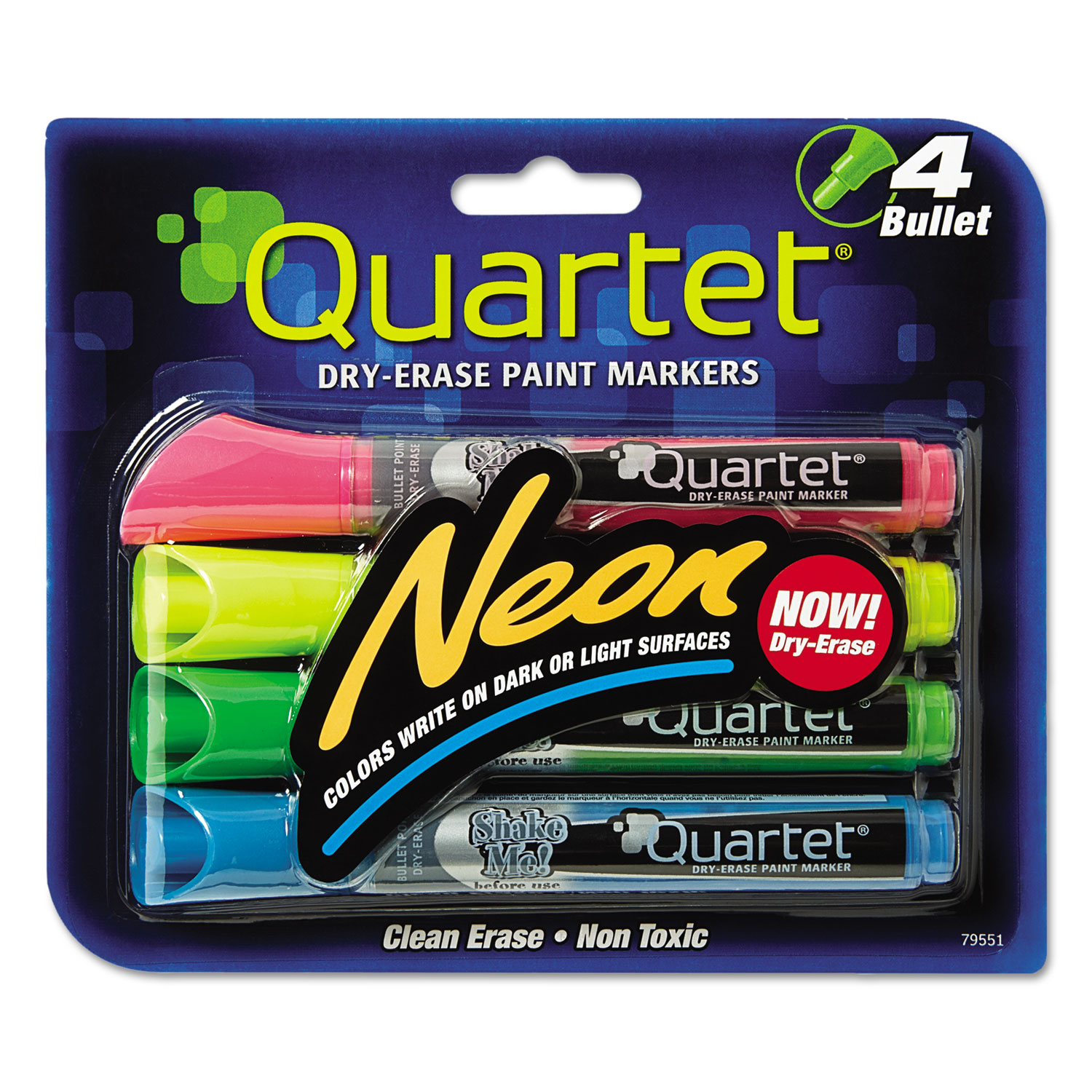 Dry-Erase Bullet Tip Markers 4/Pkg Neon Assorted