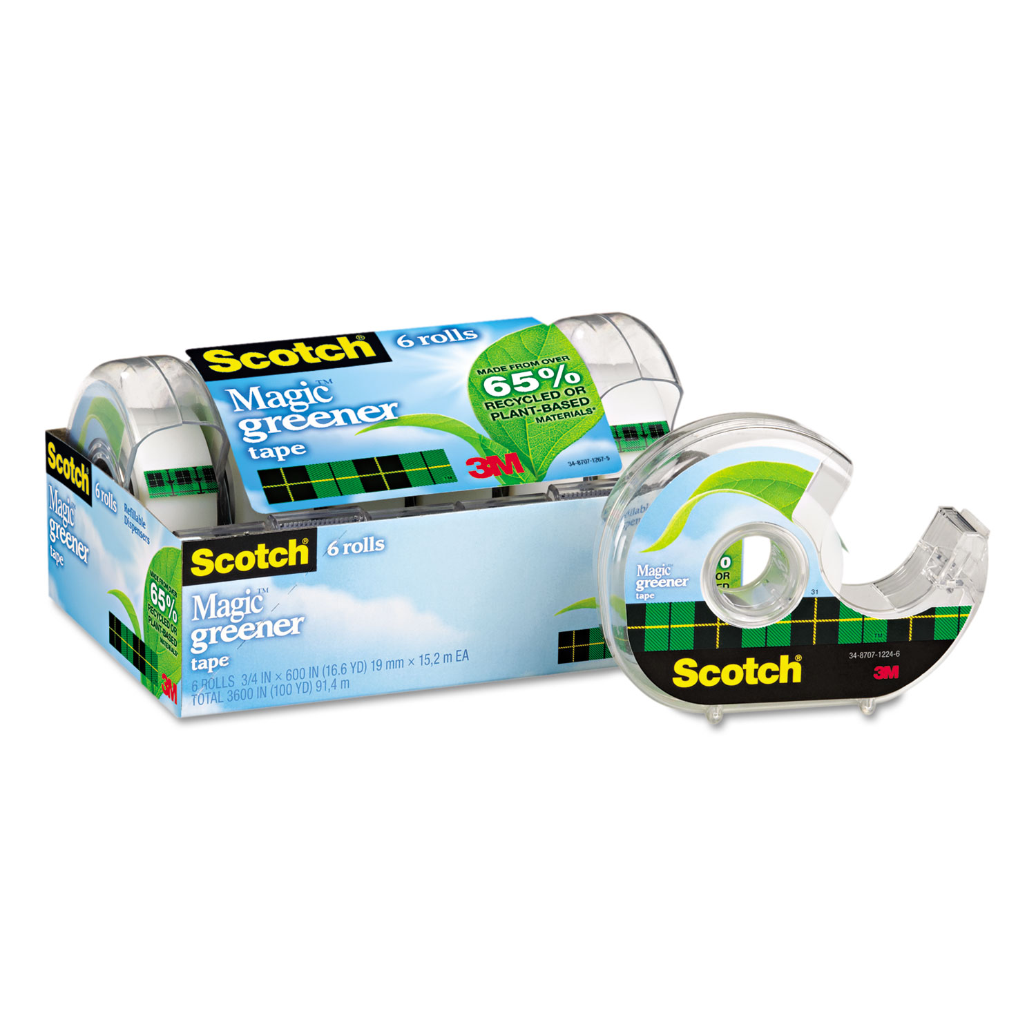 Scotch® Magic Greener Tape in Refillable Dispenser, 3/4