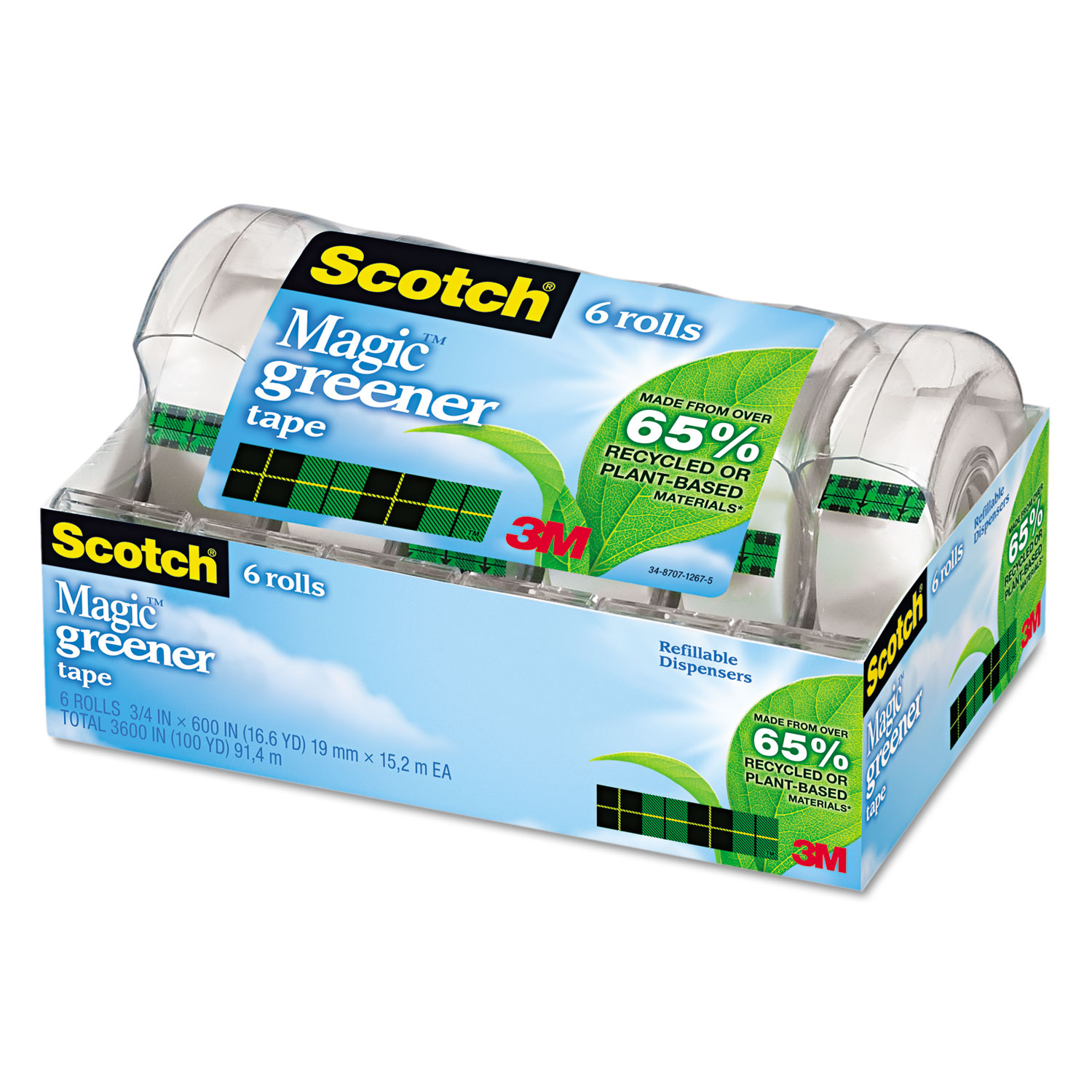 Scotch® Magic Greener Tape in Refillable Dispenser, 3/4