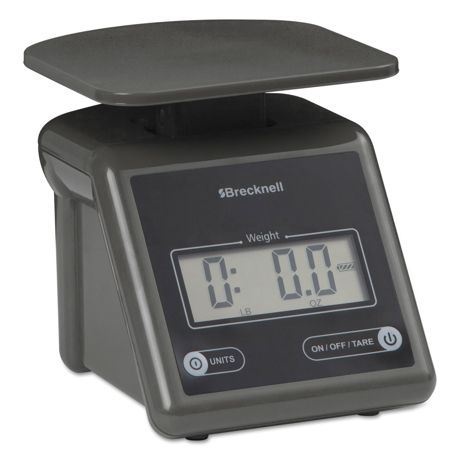 Brecknell Electronic Postal Scale, 7 lb Capacity, 5 1/2 x 5 1/5 Platform, Gray
