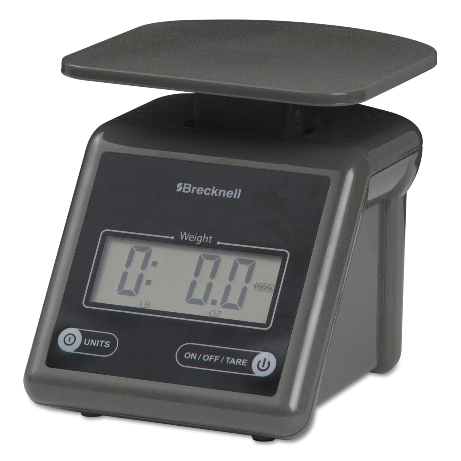 Brecknell Electronic Postal Scale, 7 lb Capacity, 5 1/2 x 5 1/5 Platform, Gray