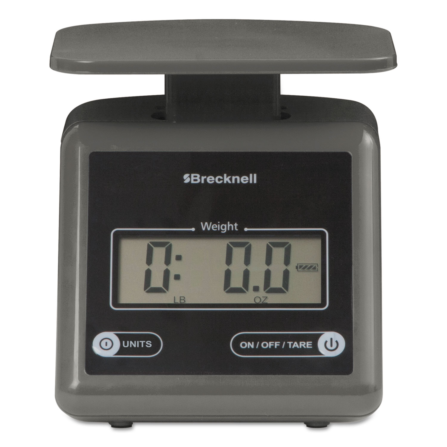 Brecknell Electronic Postal Scale, 7 lb Capacity, 5 1/2 x 5 1/5 Platform, Gray