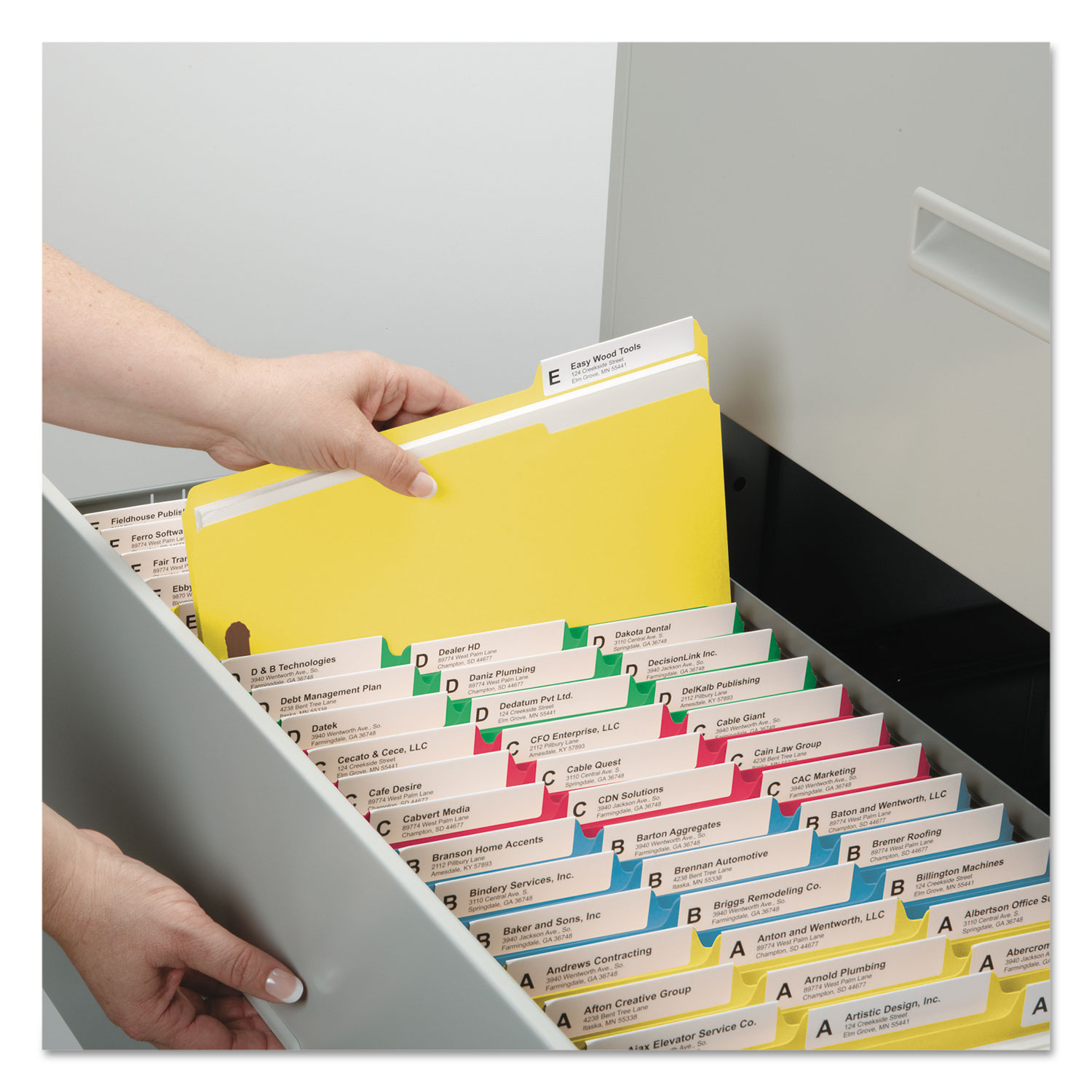 Smead® Folders, Two Fasteners, 1/3 Cut Top Tab, Letter, Assorted, 50/Box