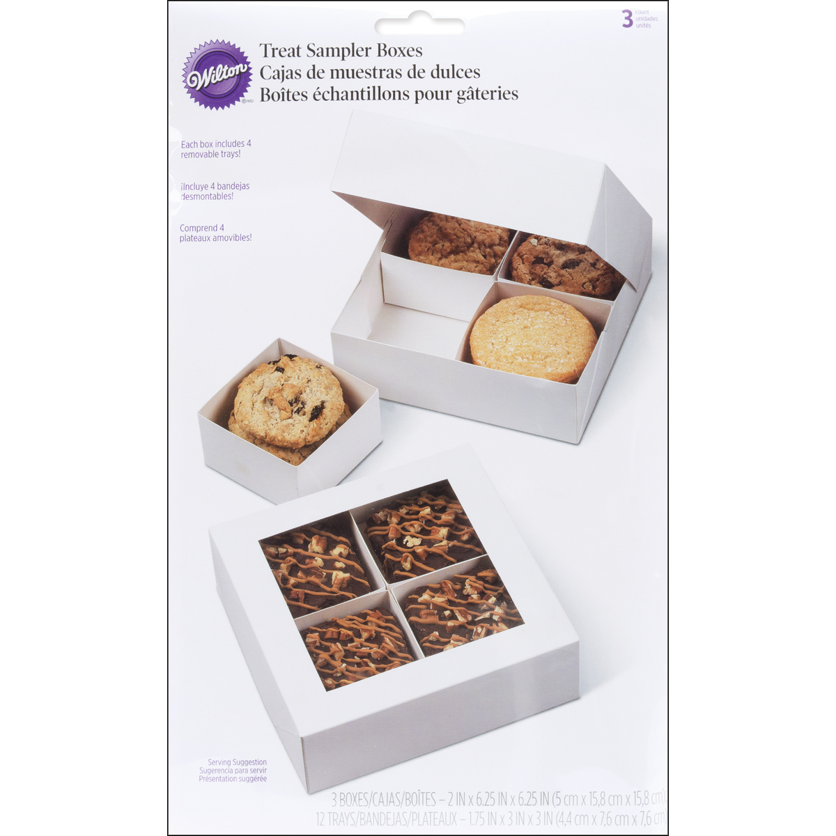 Treat Boxes W/Removable Trays 4 Cavity White 6.25