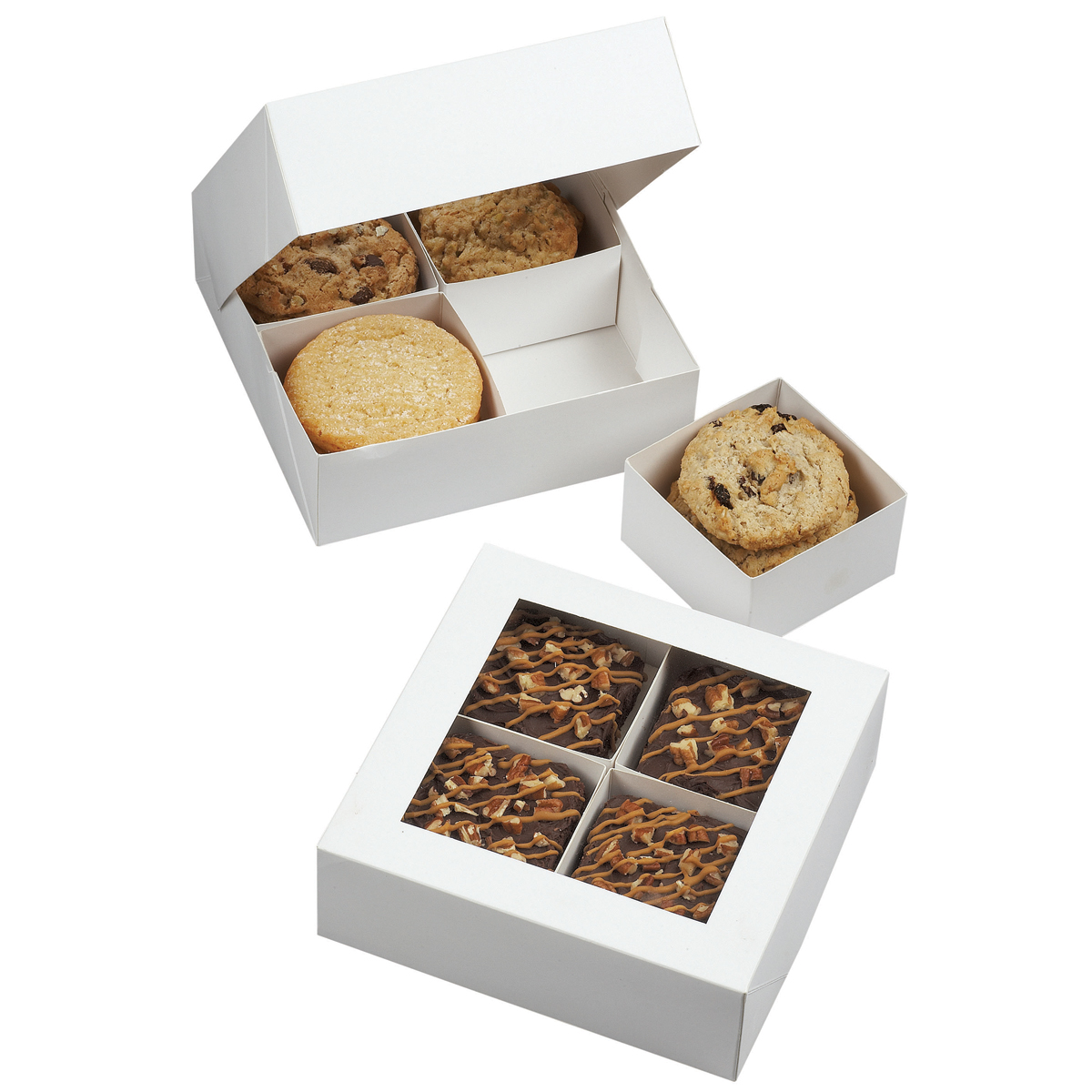 Treat Boxes W/Removable Trays 4 Cavity White 6.25