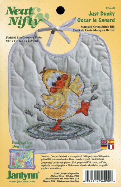 Just Ducky Bib Stamped Cross Stitch Kit 9.5