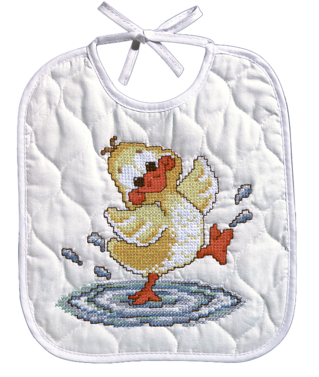 Just Ducky Bib Stamped Cross Stitch Kit 9.5