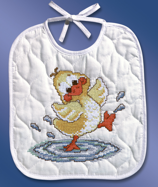 Just Ducky Bib Stamped Cross Stitch Kit 9.5
