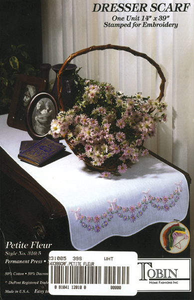 Stamped White Dresser Scarf For Embroidery 14