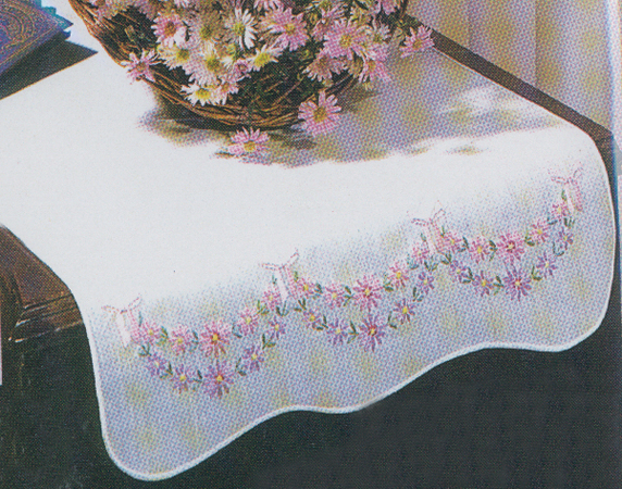 Stamped White Dresser Scarf For Embroidery 14