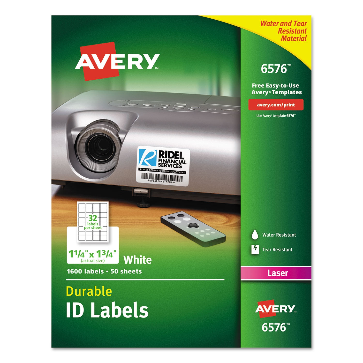 Avery® Permanent ID Labels w/TrueBlock Technology, Laser, 1 1/4 x 1 3/4, White,