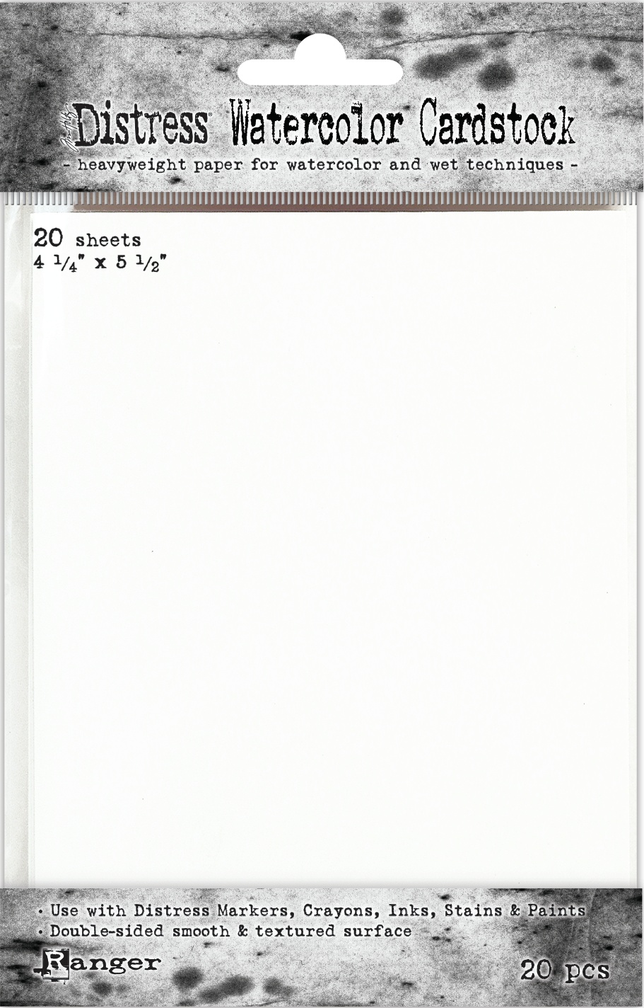 Tim Holtz Distress Watercolor Cardstock 20/Pkg 4.25