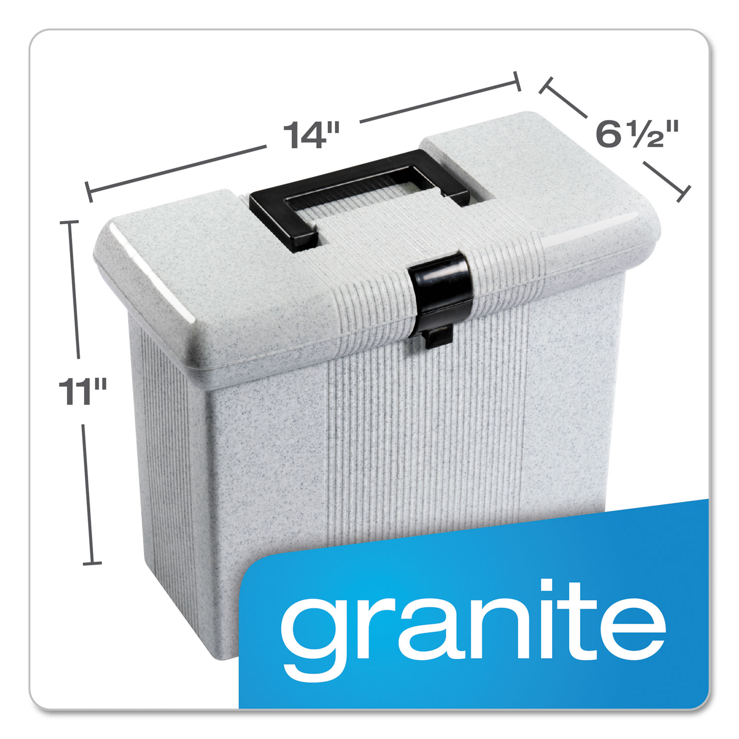 Pendaflex® Portable File Boxes, Letter, Plastic, 14-7/8 x 6-1/2 x 11-7/8, Granit