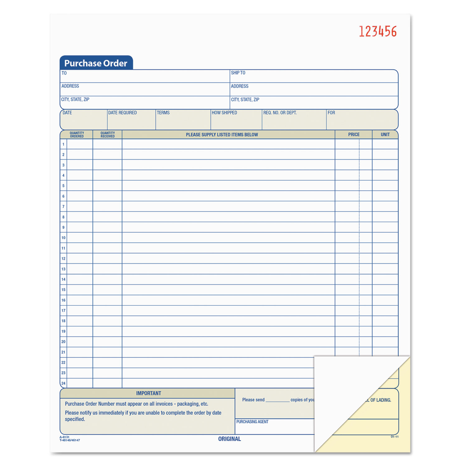 TOPS Purchase Order Book, 8 3/8 x 10 3/16, Two-Part Carbonless, 50 Sets/Book