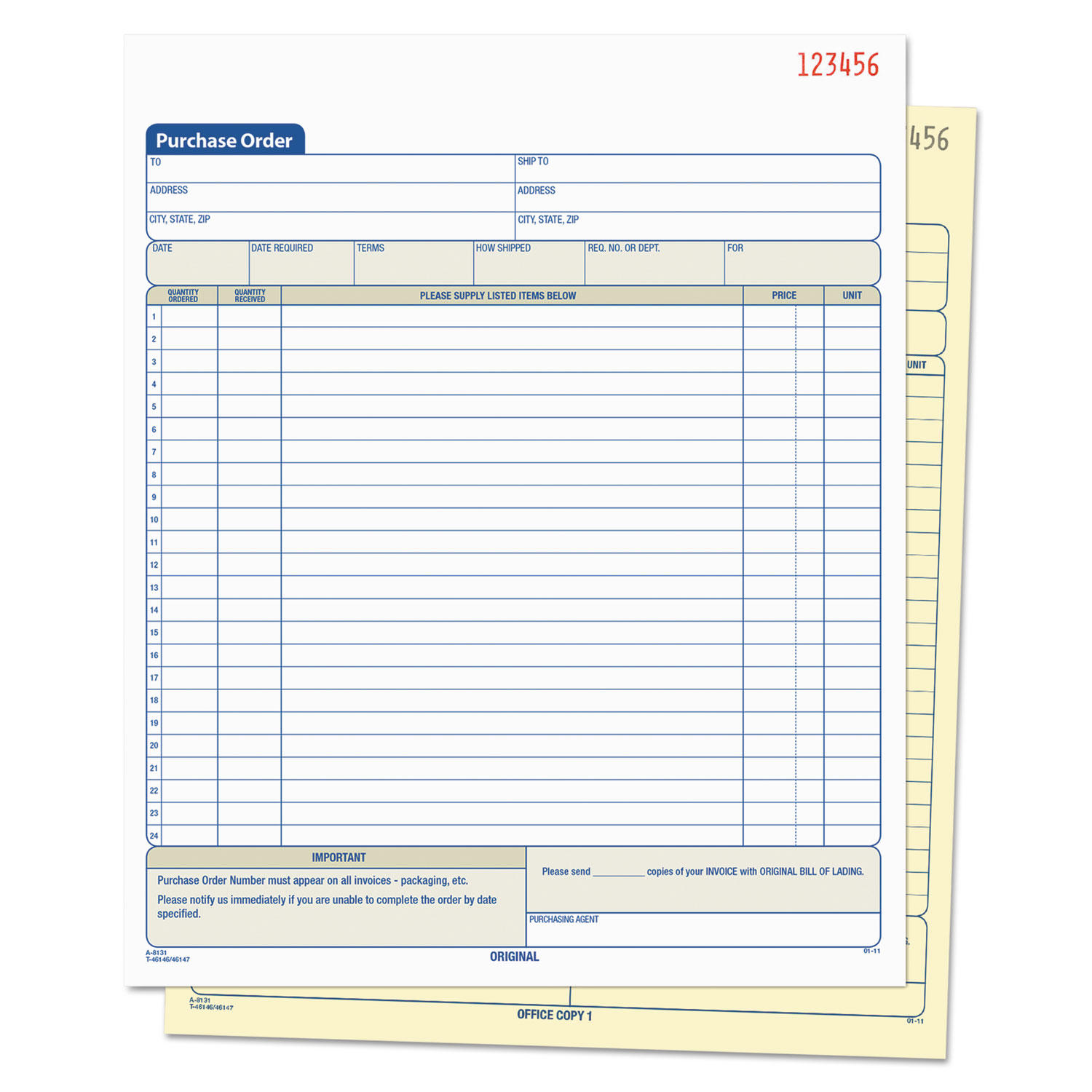 TOPS Purchase Order Book, 8 3/8 x 10 3/16, Two-Part Carbonless, 50 Sets/Book