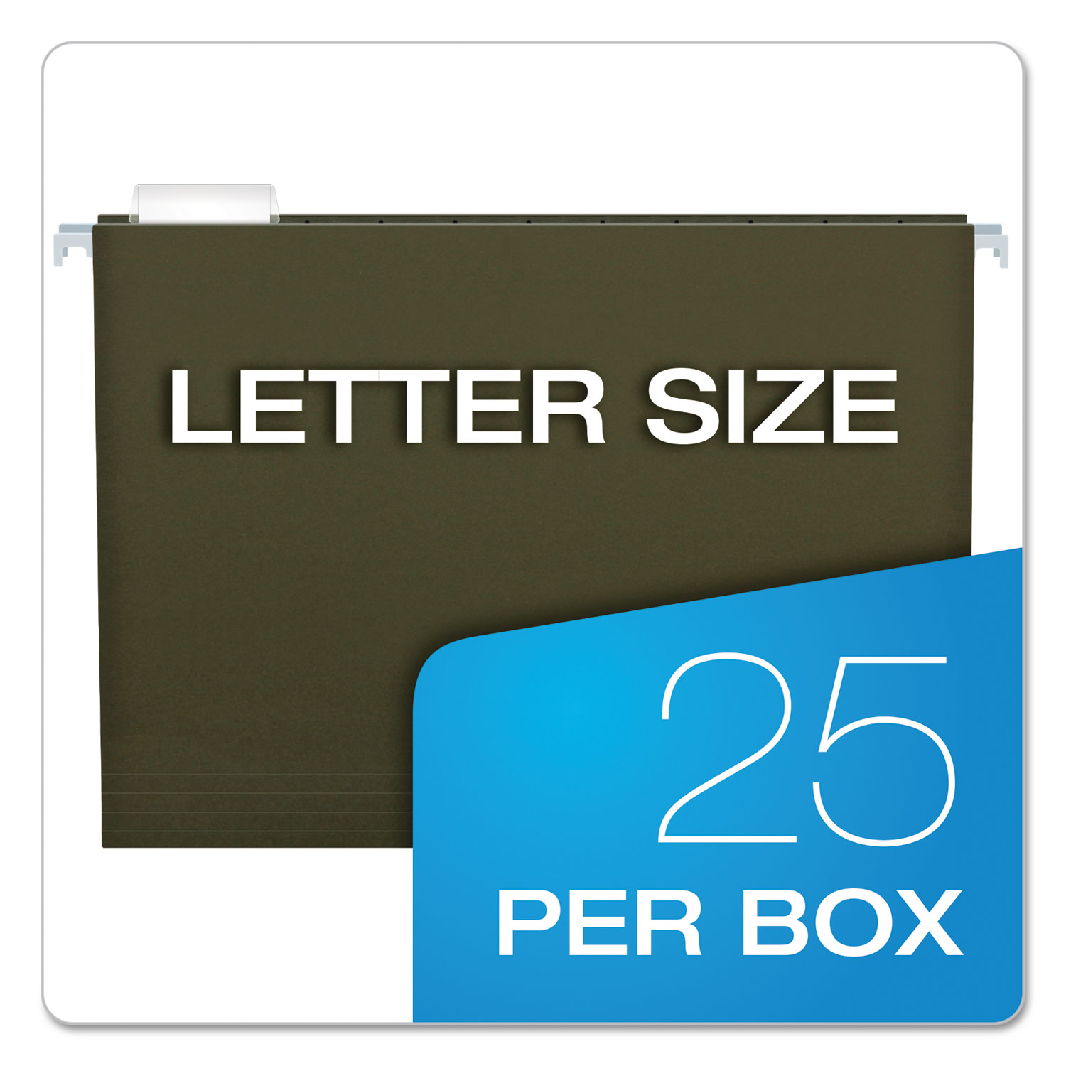 Pendaflex® Standard Green Hanging Folders, 1/5 Tab, Letter, 25/Box