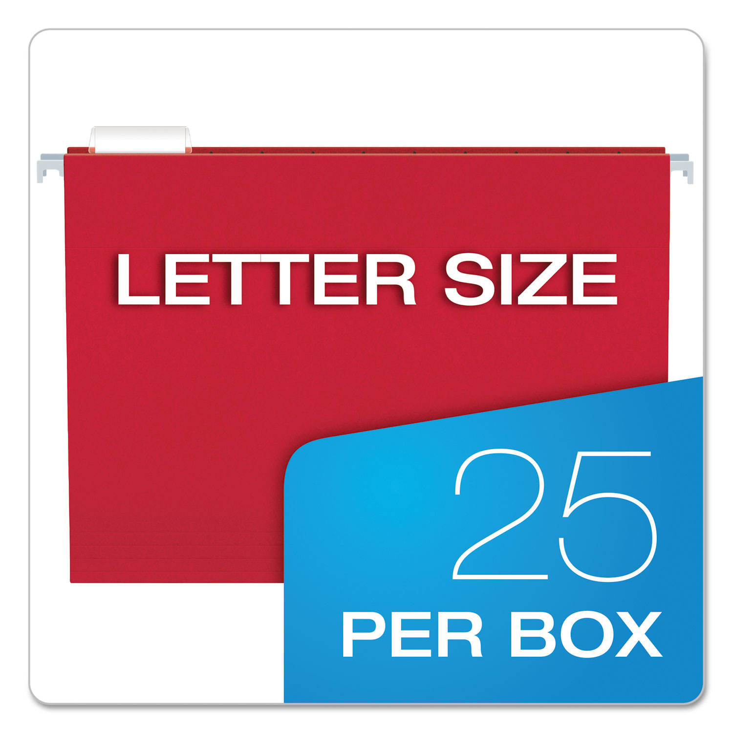Pendaflex® Colored Hanging Folders, 1/5 Tab, Letter, Red, 25/Box