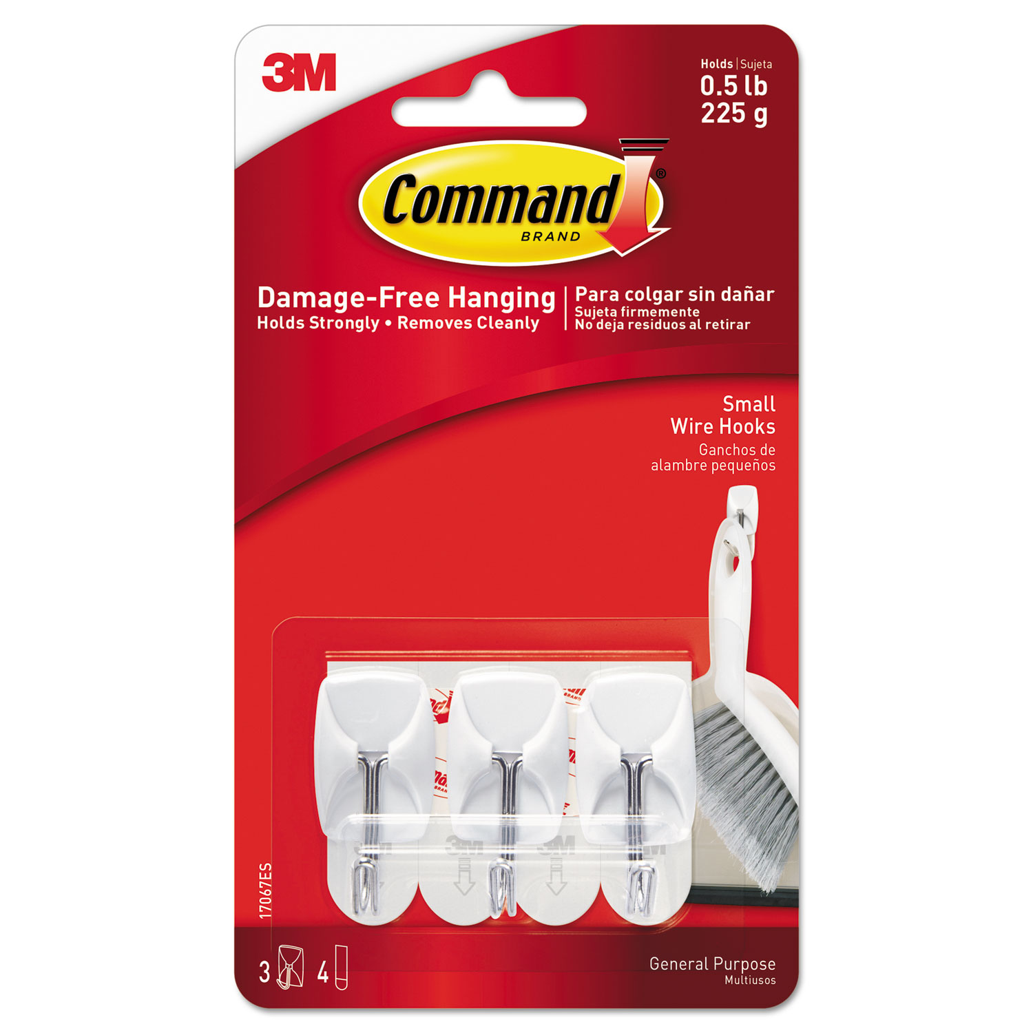 Command Small Wire Hooks White 3 Hooks & 4 Strips