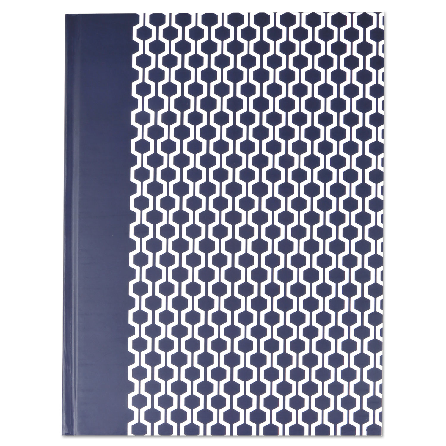 Universal® Casebound Hardcover Notebook, 10 1/4 x 7 5/8, Dark Blue with Hexagon