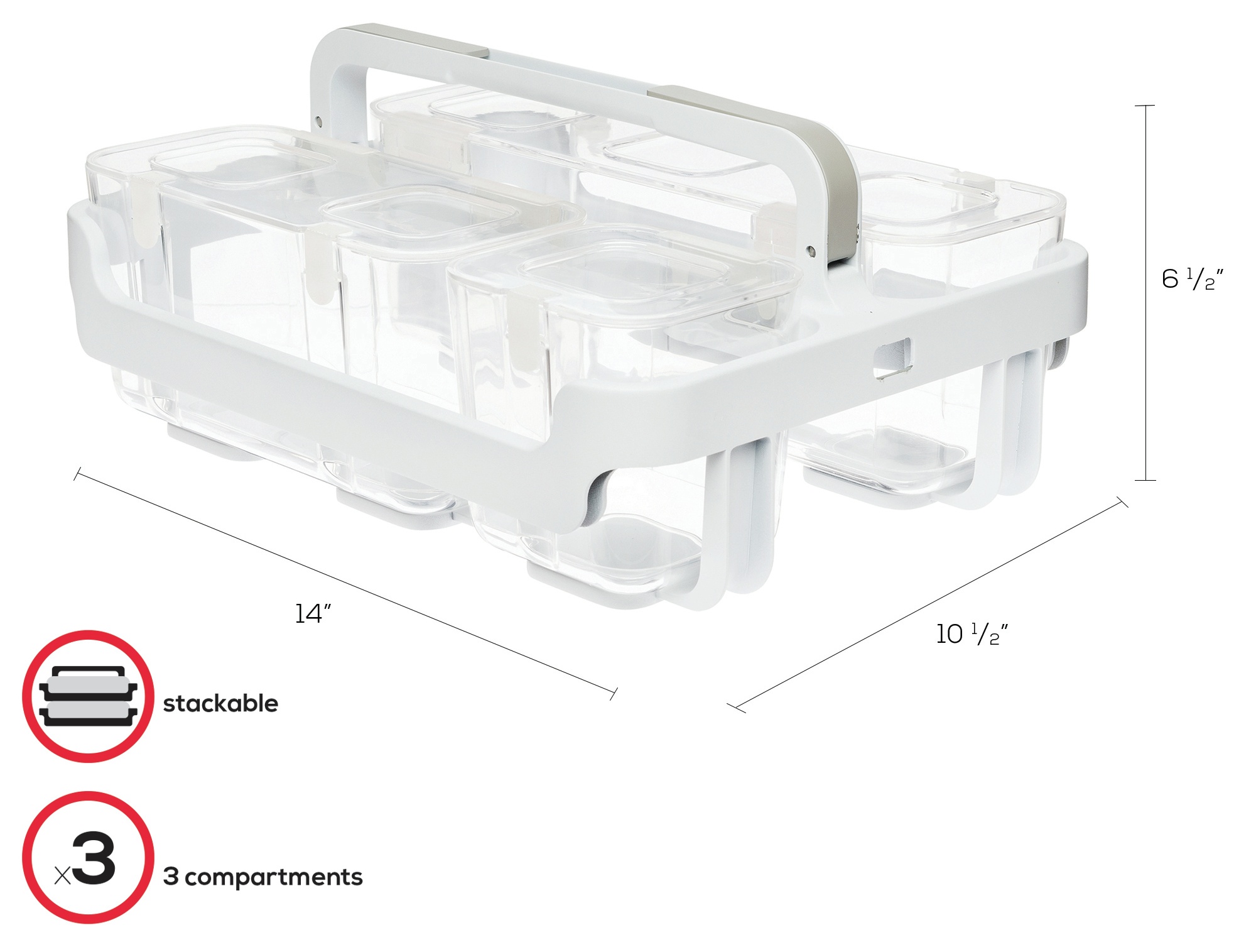 Caddy Organizer W/Small, Medium & Large Compartments White