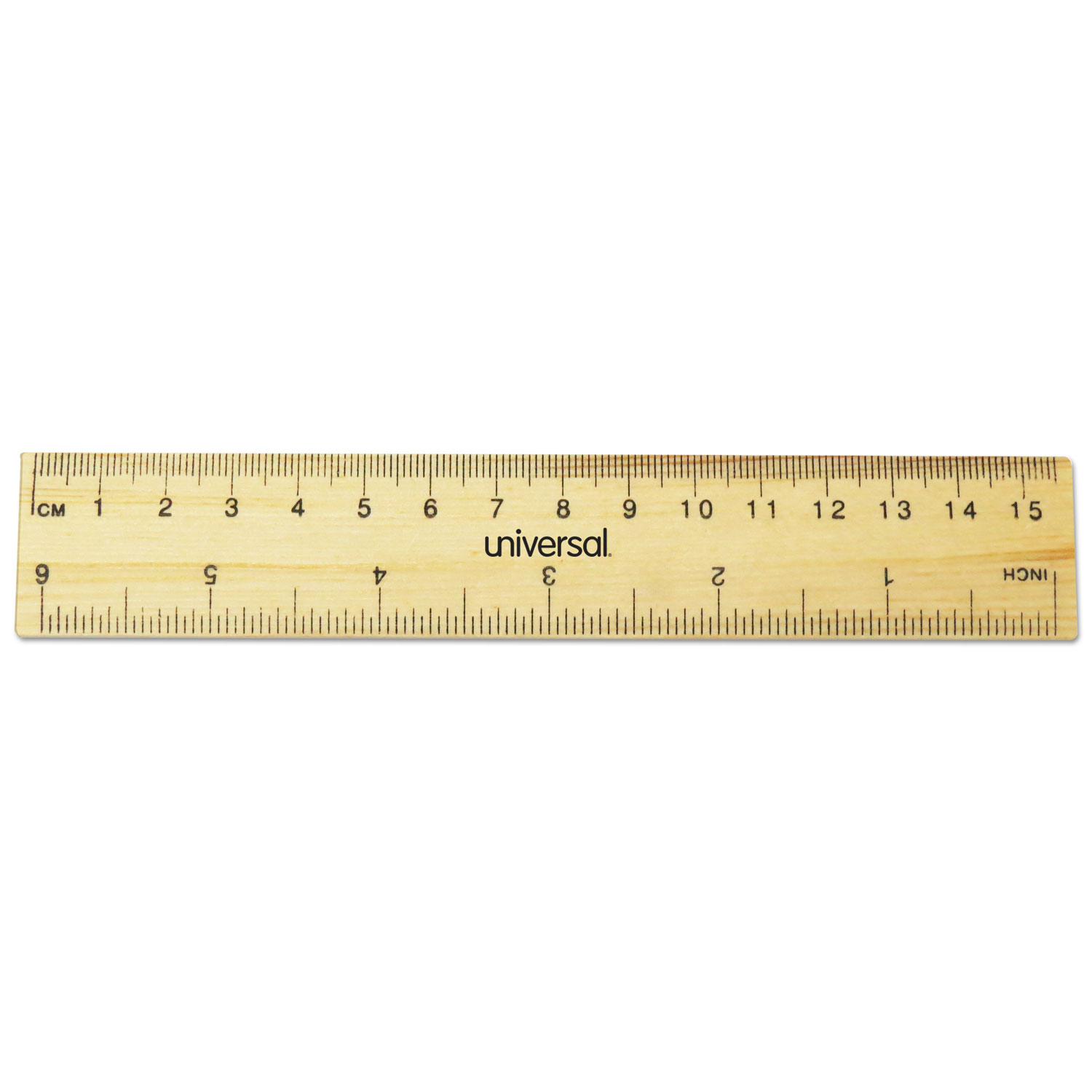 Universal® Flat Wood Ruler, Standard/Metric, 6