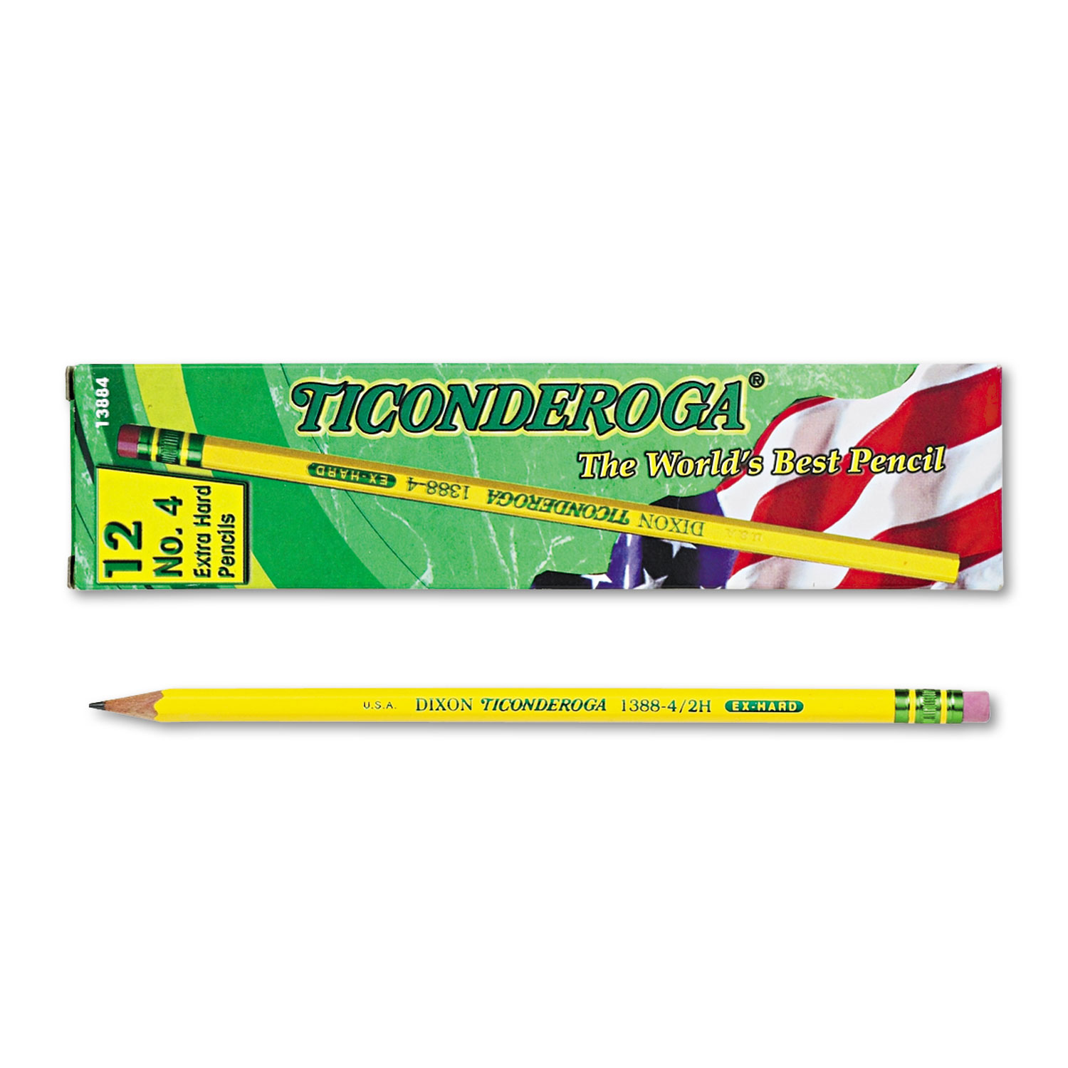 Ticonderoga® Woodcase Pencil, 2H #4, Yellow, Dozen