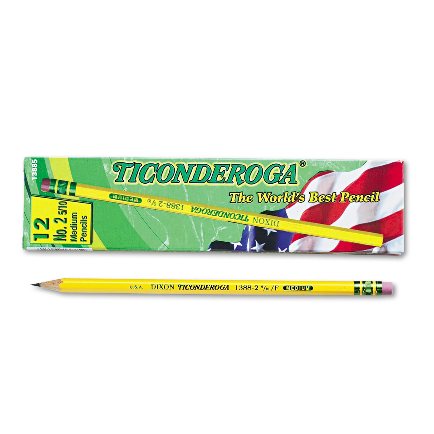 Ticonderoga® Woodcase Pencil, F #2.5, Yellow, Dozen