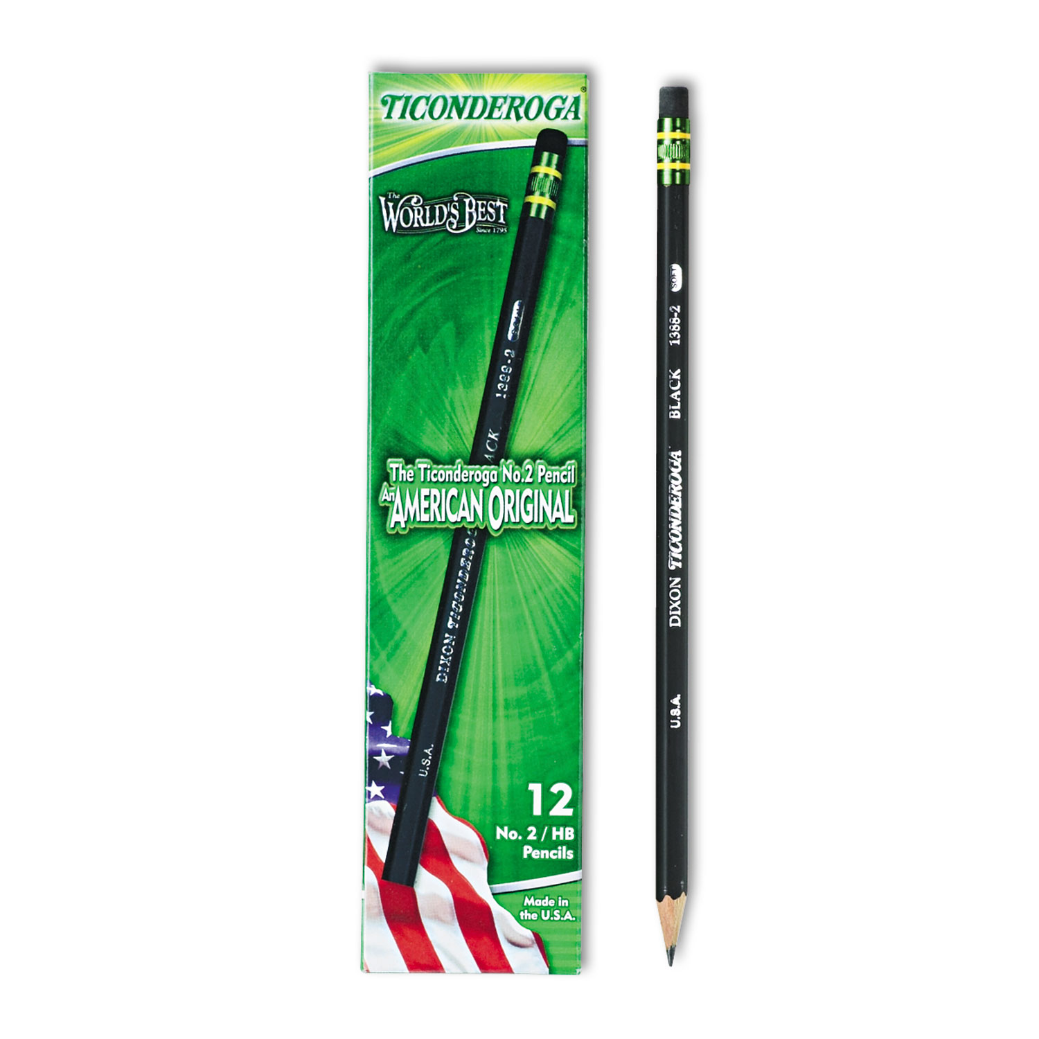 Ticonderoga® Woodcase Pencil, HB #2, Black, Dozen