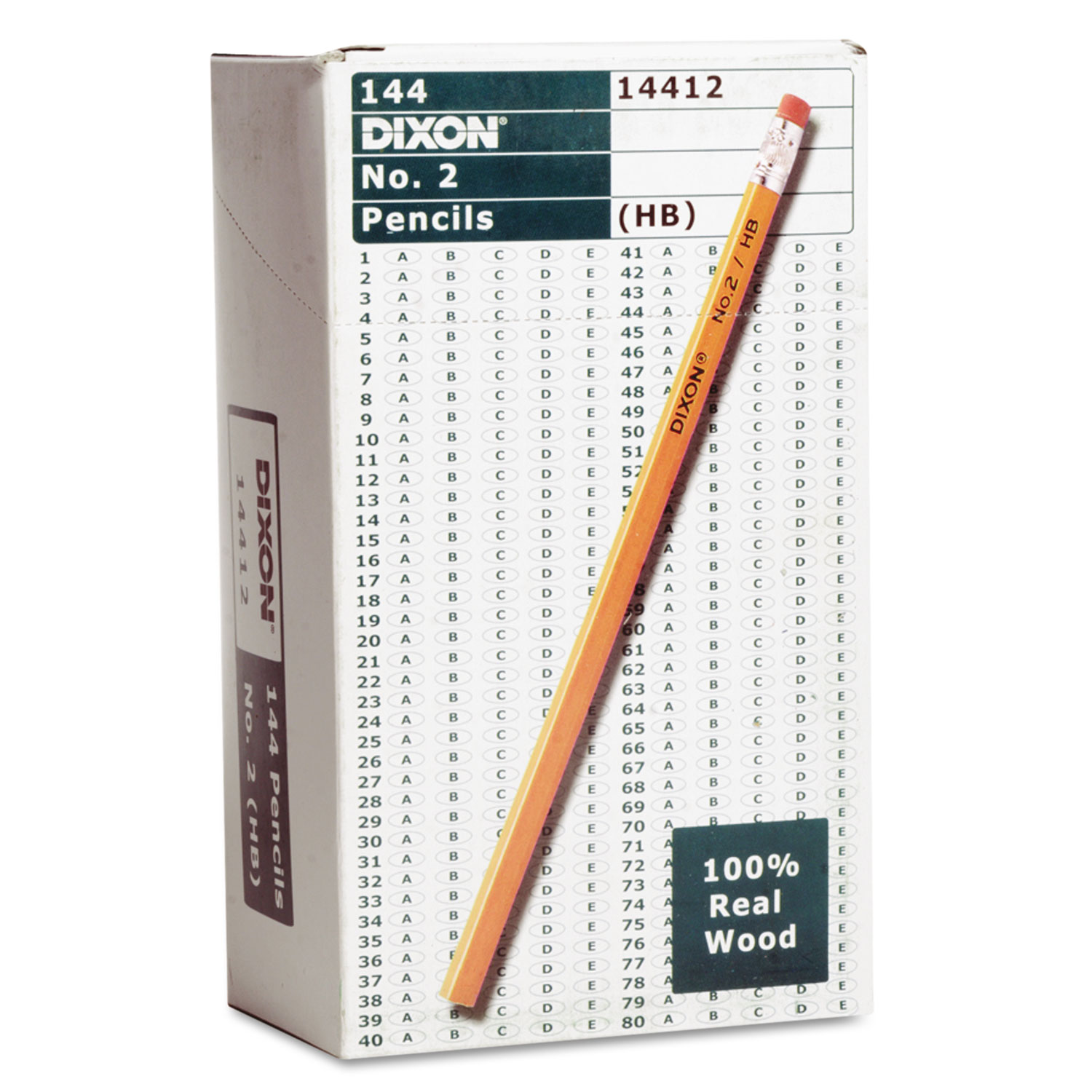 Dixon® Woodcase Pencil, HB #2 Lead,Yellow Barrel, 144/Box