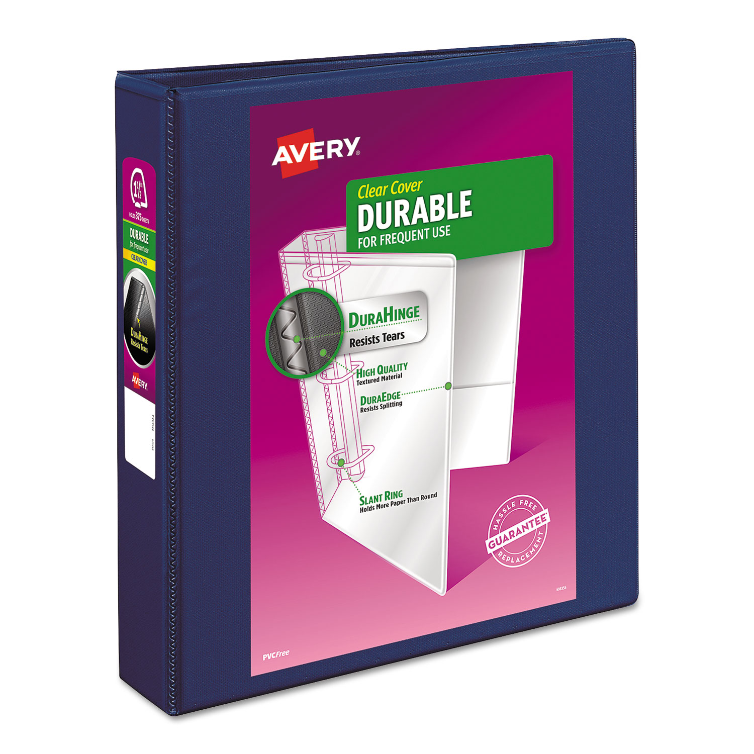 Avery® Durable View Binder w/Slant Rings, 11 x 8 1/2, 1 1/2