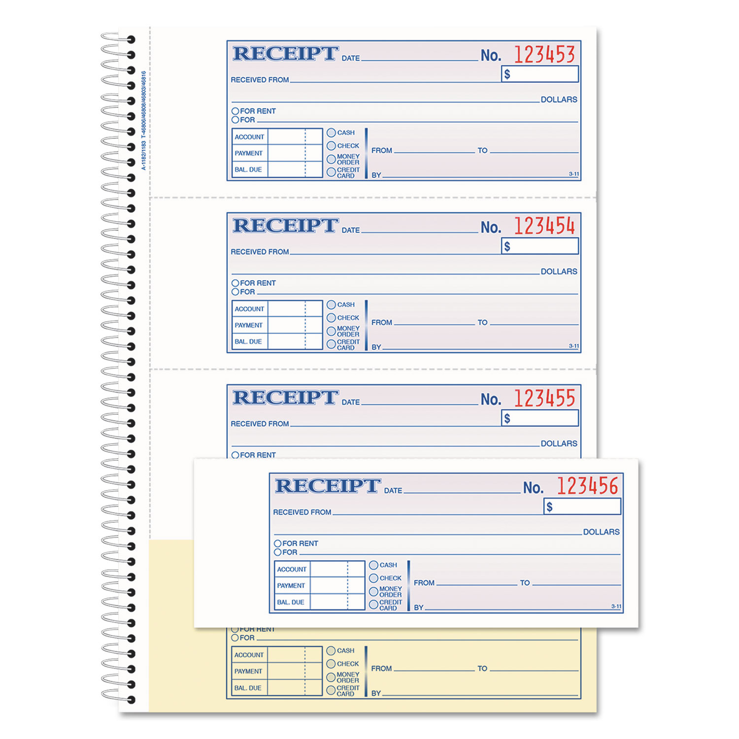 Adams® TOPS Money/Rent Receipt Book, 7 1/8 x 2 3/4, 2-Part Carbonless, 200 Sets/