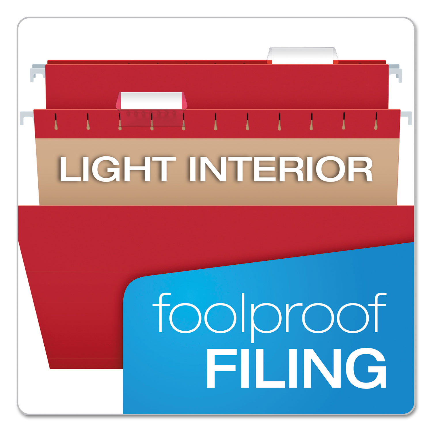 Pendaflex® Colored Hanging Folders, 1/5 Tab, Letter, Red, 25/Box