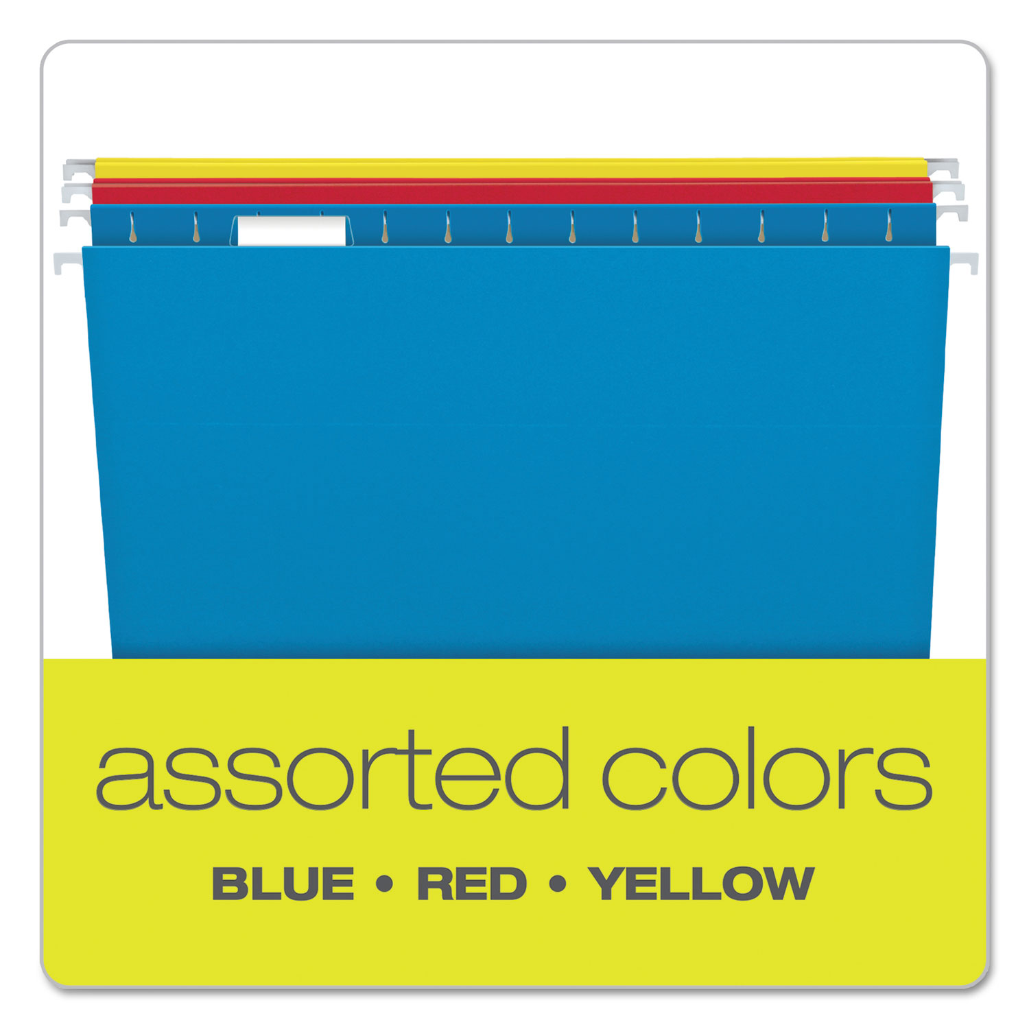 Pendaflex® Colored Hanging Folders, 1/5 Tab, Letter, 5 Assorted Colors, 25/Box