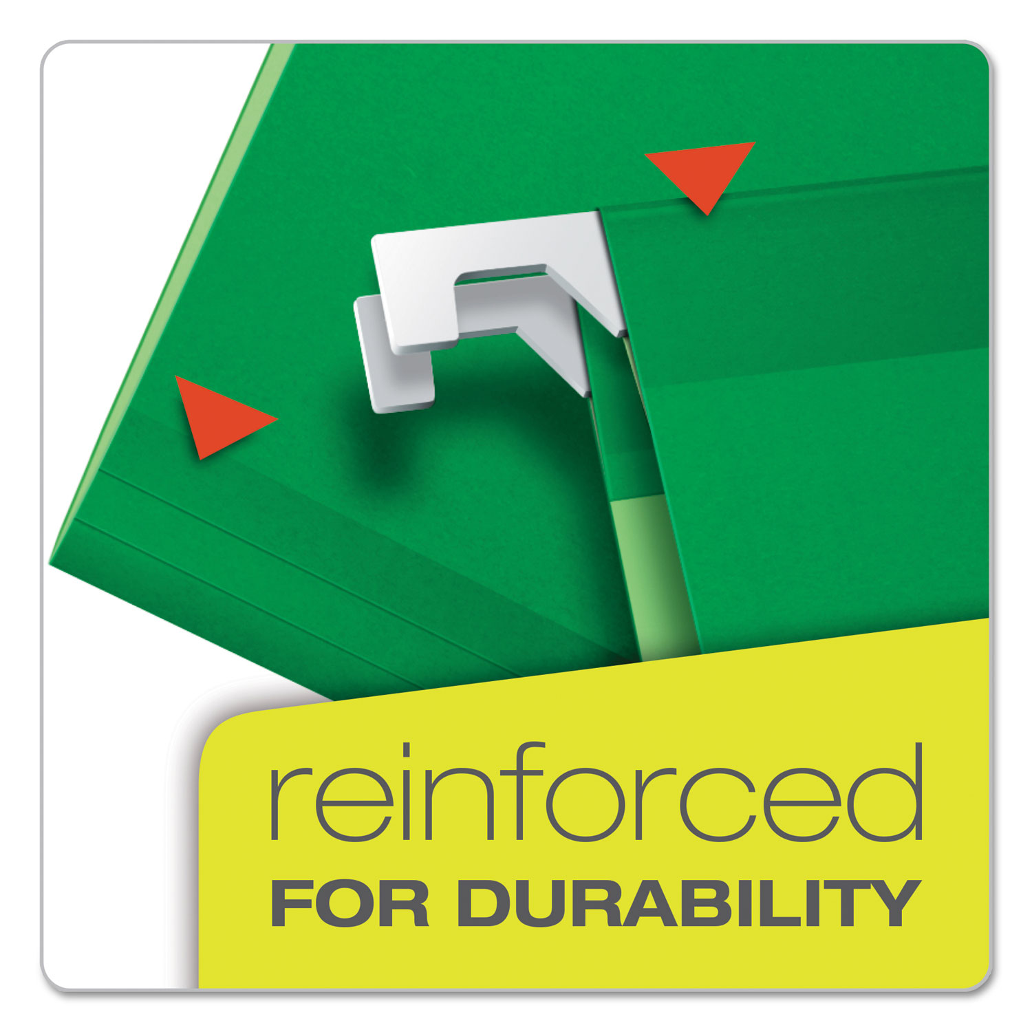Pendaflex® Reinforced Hanging Folders, 1/5 Tab, Letter, Bright Green, 25/Box