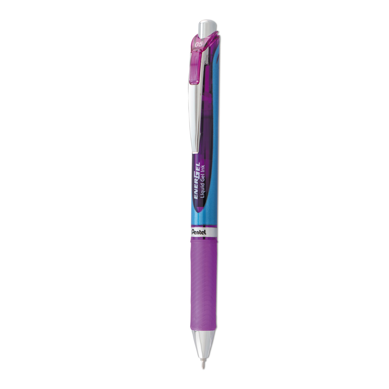 Pentel® EnerGel RTX Retractable Liquid Gel Pen, .5mm, Silver/Violet Barrel, Viol