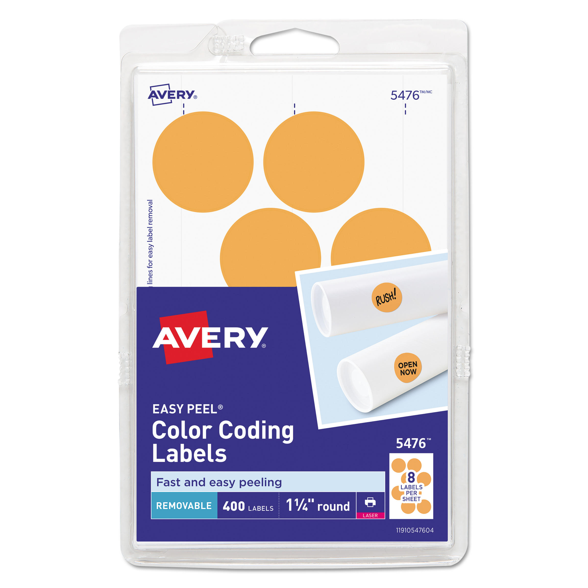 Avery® Printable Removable Color-Coding Labels, 1 1/4