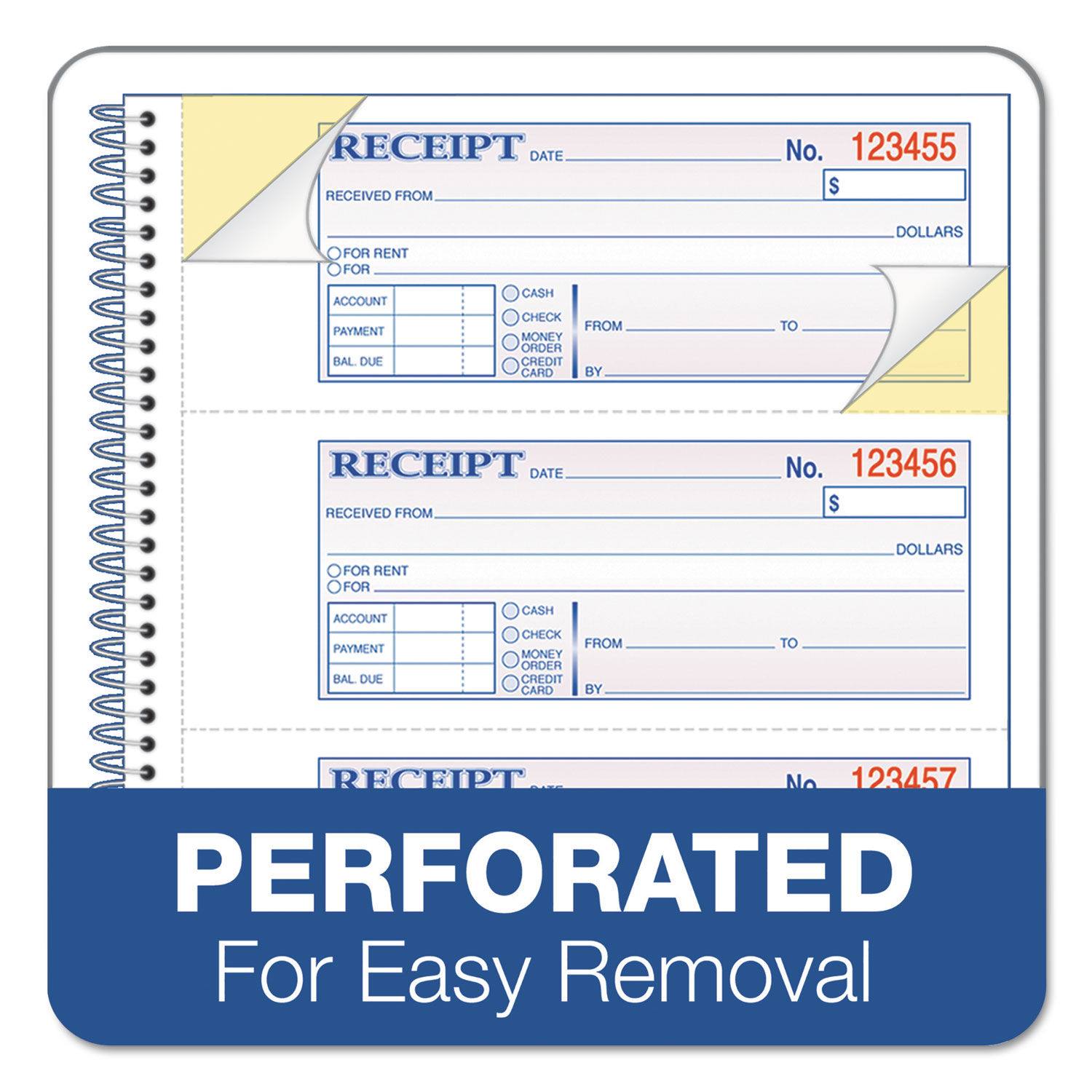 Adams® TOPS Money/Rent Receipt Book, 7 1/8 x 2 3/4, 2-Part Carbonless, 200 Sets/