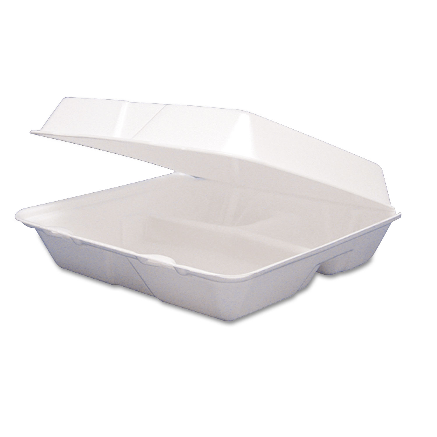 Dart® Foam Container, Hinged Lid, 3-Comp, 9 1/2 x 9 1/4 x 3, 200/Carton