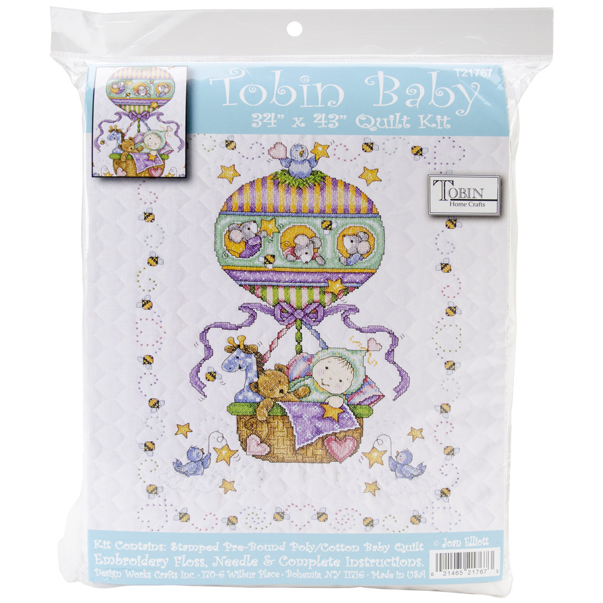 Balloon Ride Baby Quilt Stamped Cross Stitch Kit 34