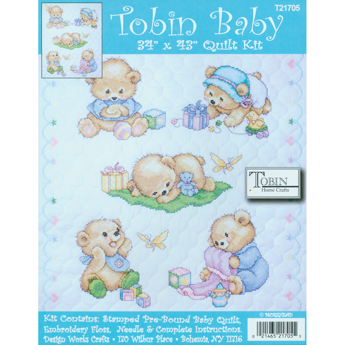 Baby Bears Quilt Stamped Cross Stitch Kit 34