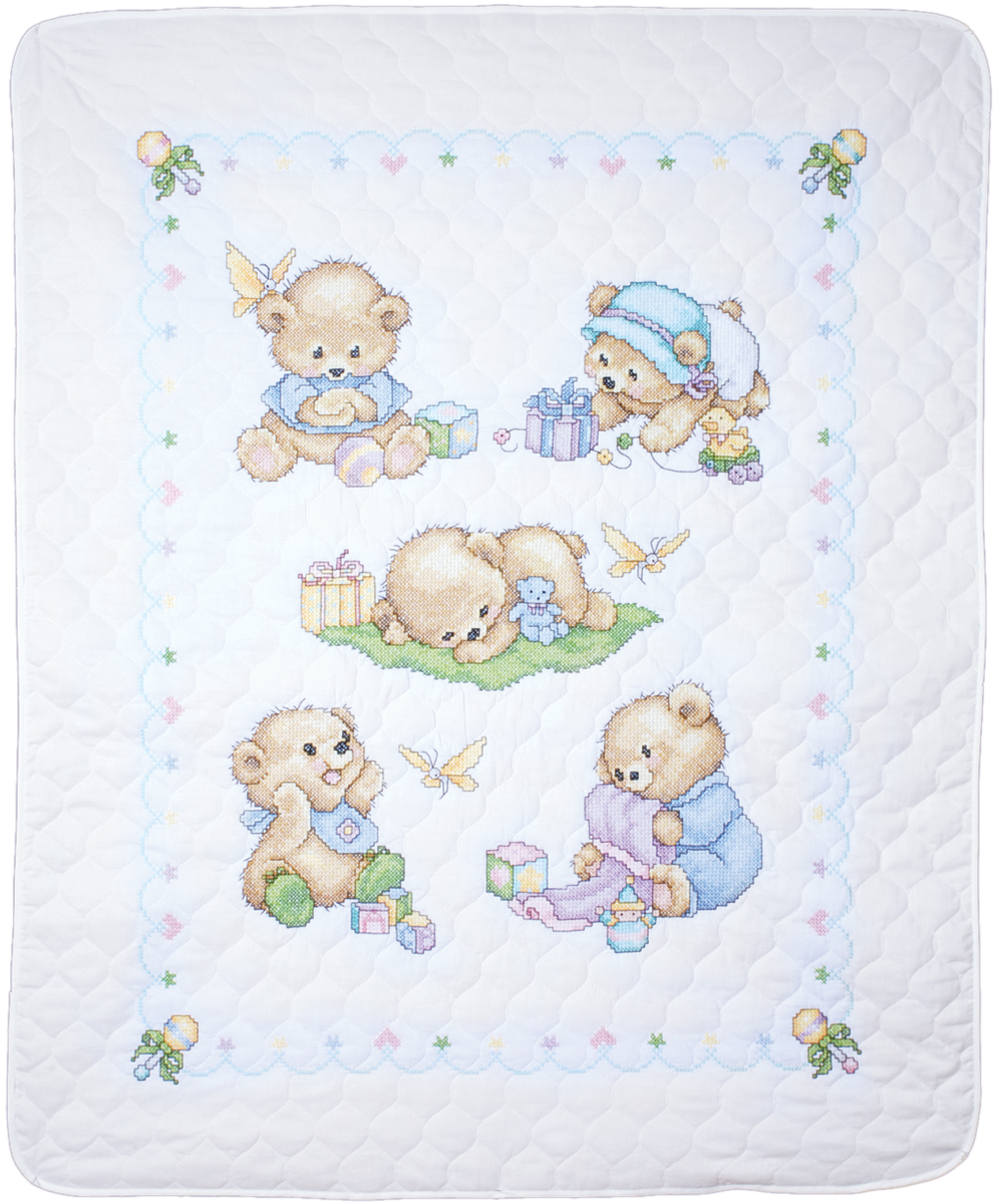 Baby Bears Quilt Stamped Cross Stitch Kit 34