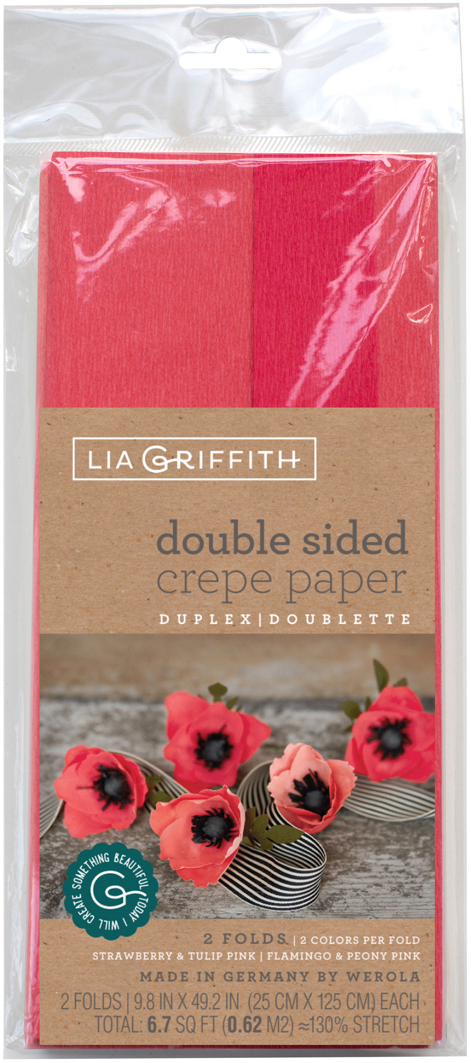 Double-Sided Extra Fine Crepe Paper 2/Pkg Strawberry/Tulip Pink & Flamingo/Peony
