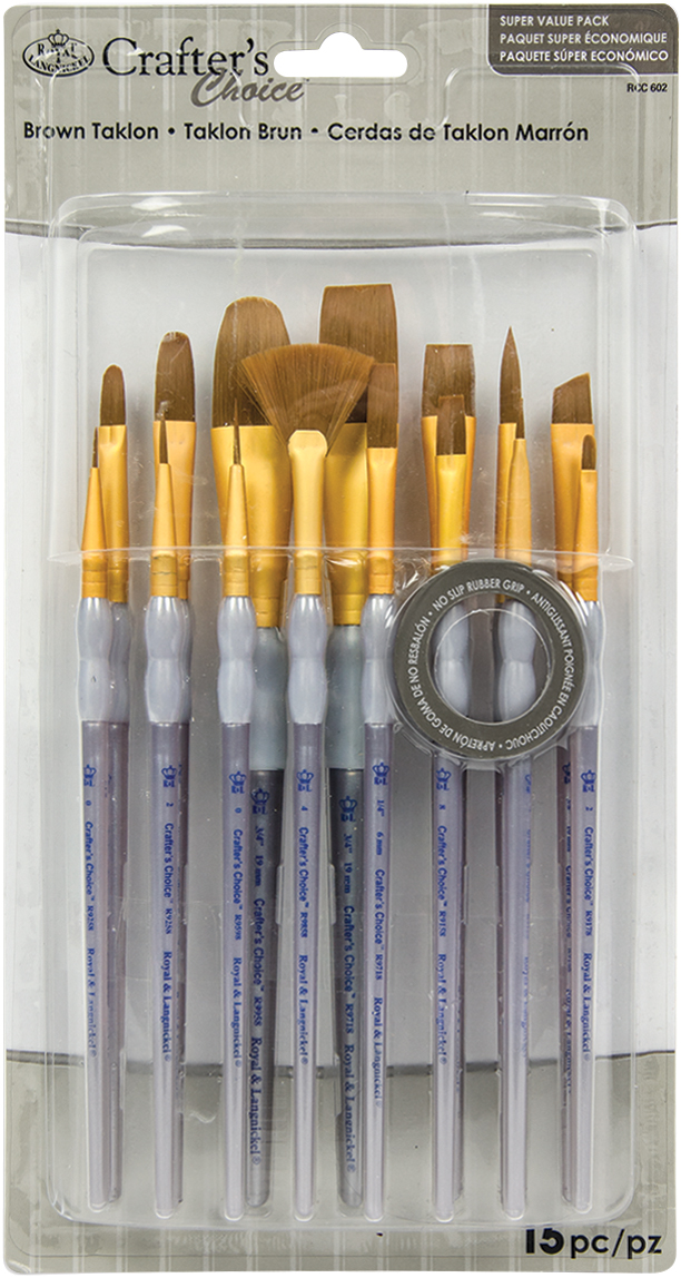 Crafter's Choice Brown Taklon Brush Value Set 15/Pkg