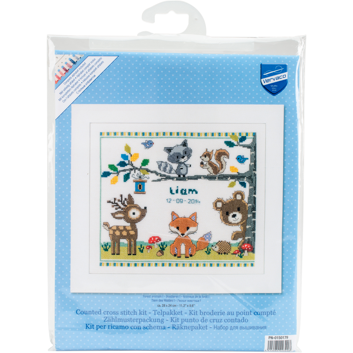 Forest Animals Birth Record On Aida Counted Cross Stitch Kit 11.2