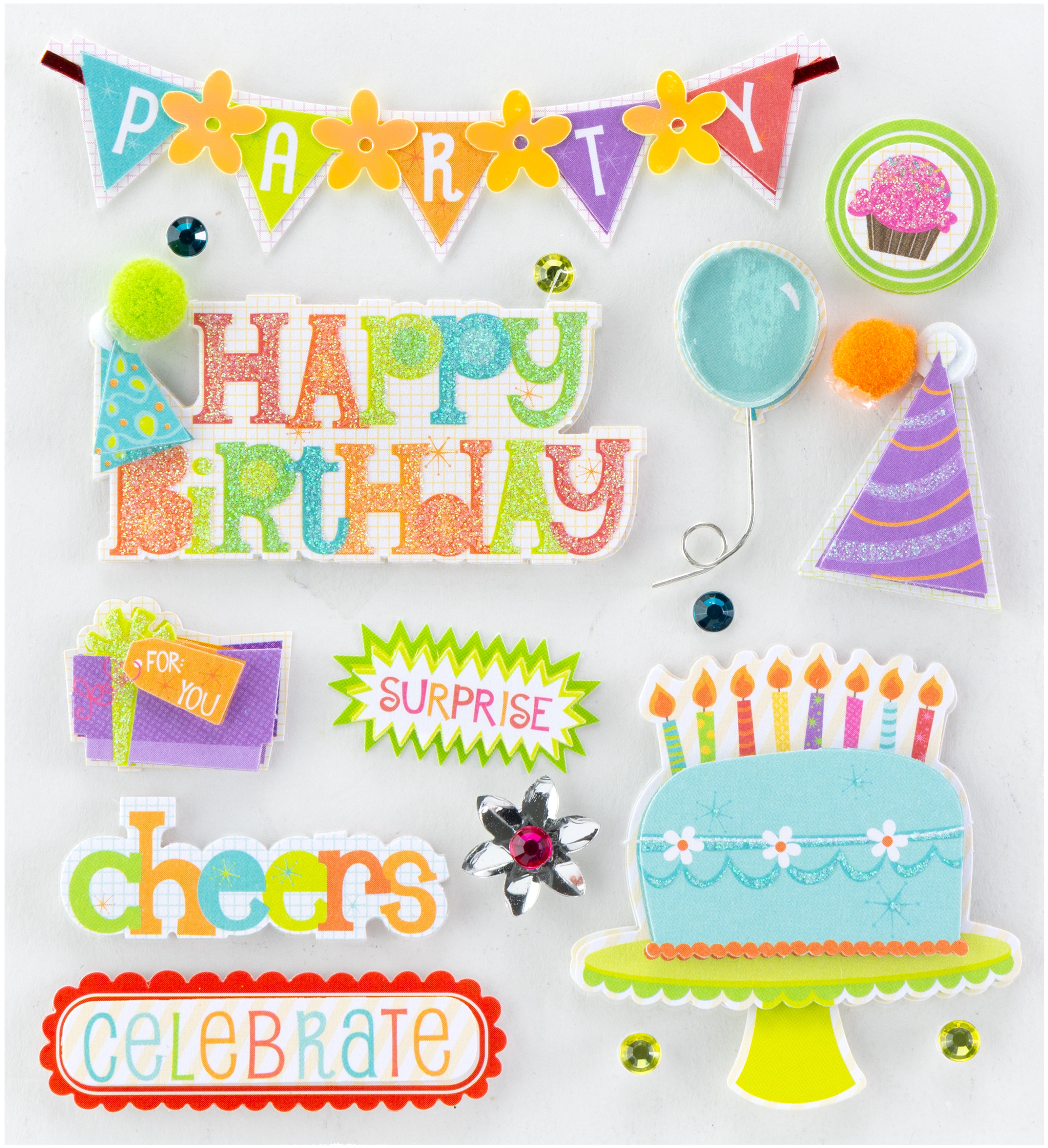 K&Company Dimensional Stickers-Birthday Wish