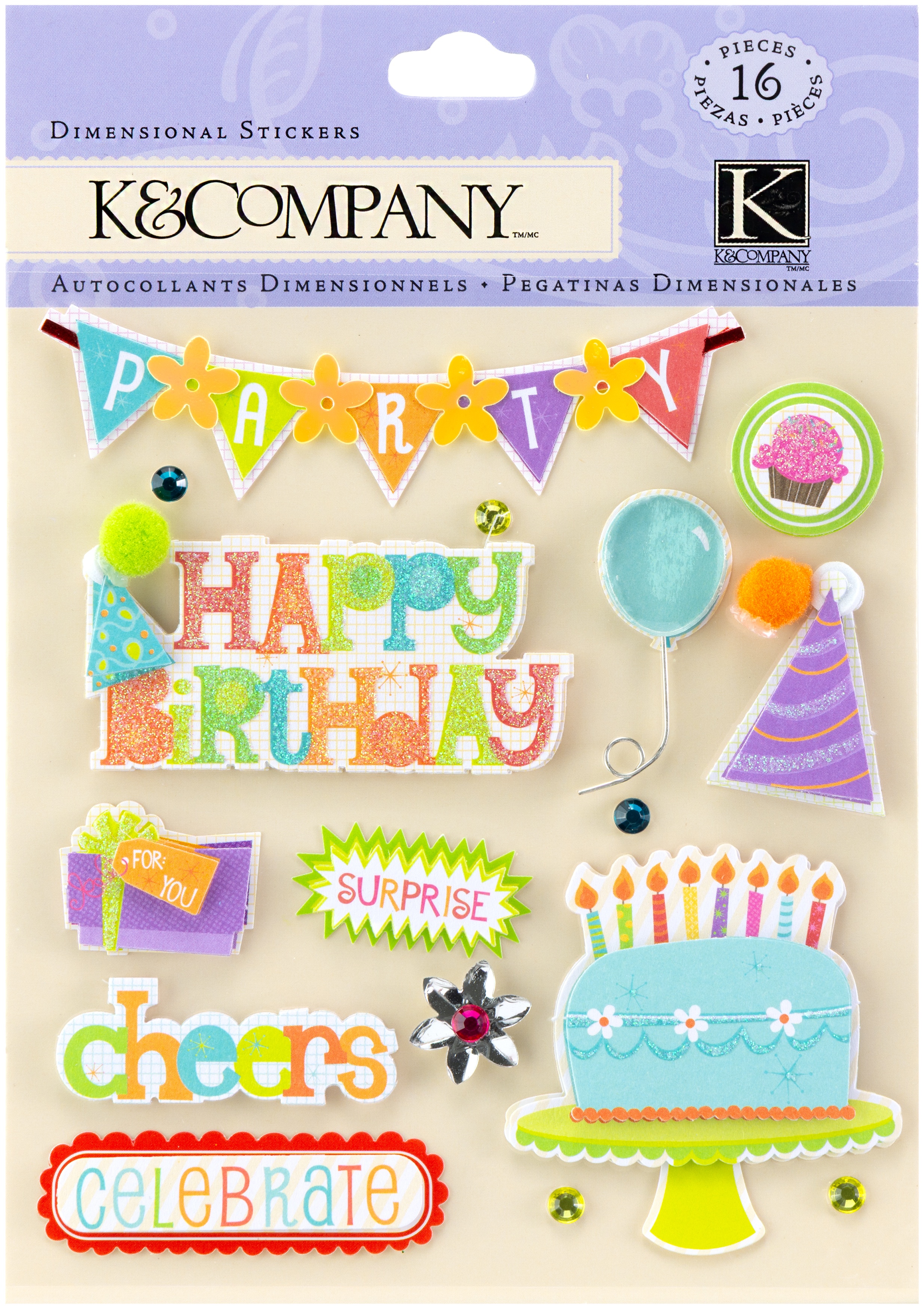 K&Company Dimensional Stickers-Birthday Wish