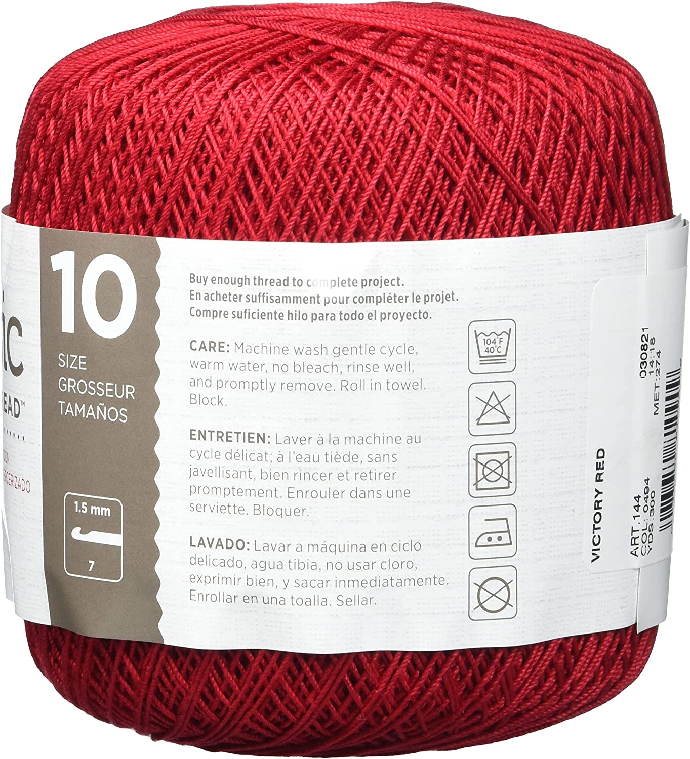 Red Heart Classic Crochet Thread Size 10 Victory Red