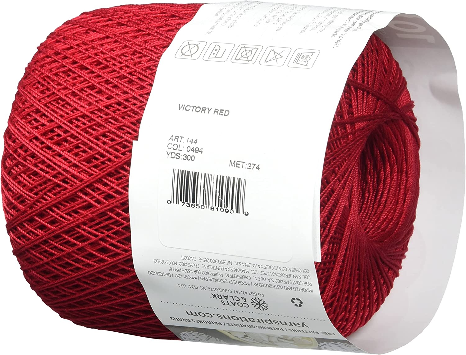 Red Heart Classic Crochet Thread Size 10 Victory Red