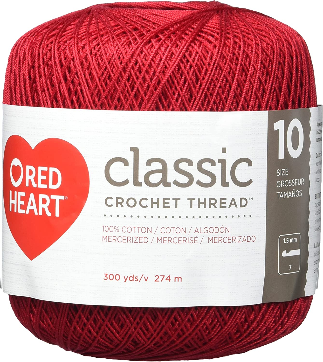 Red Heart Classic Crochet Thread Size 10 Victory Red